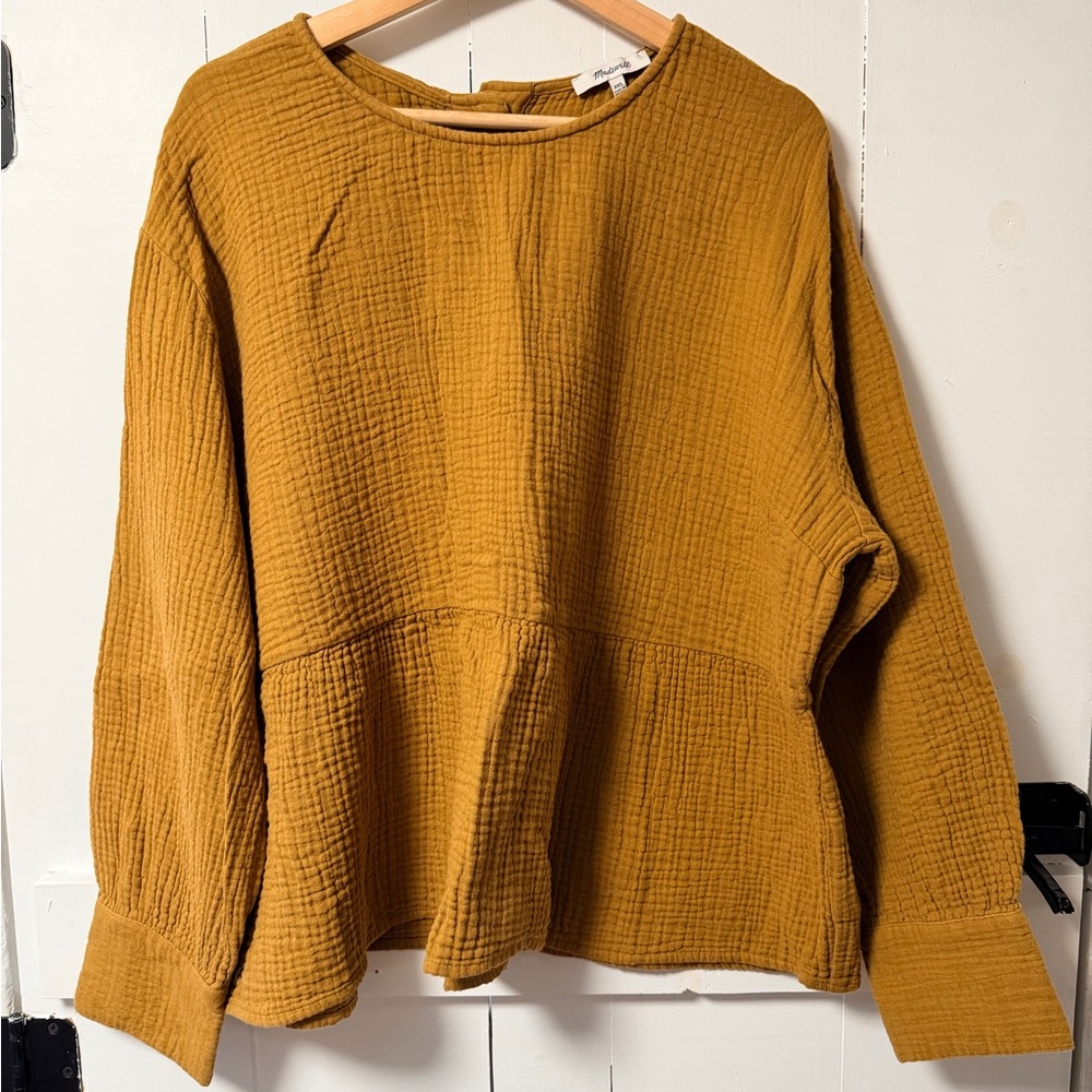 Madewell Mustard Textured Blouse